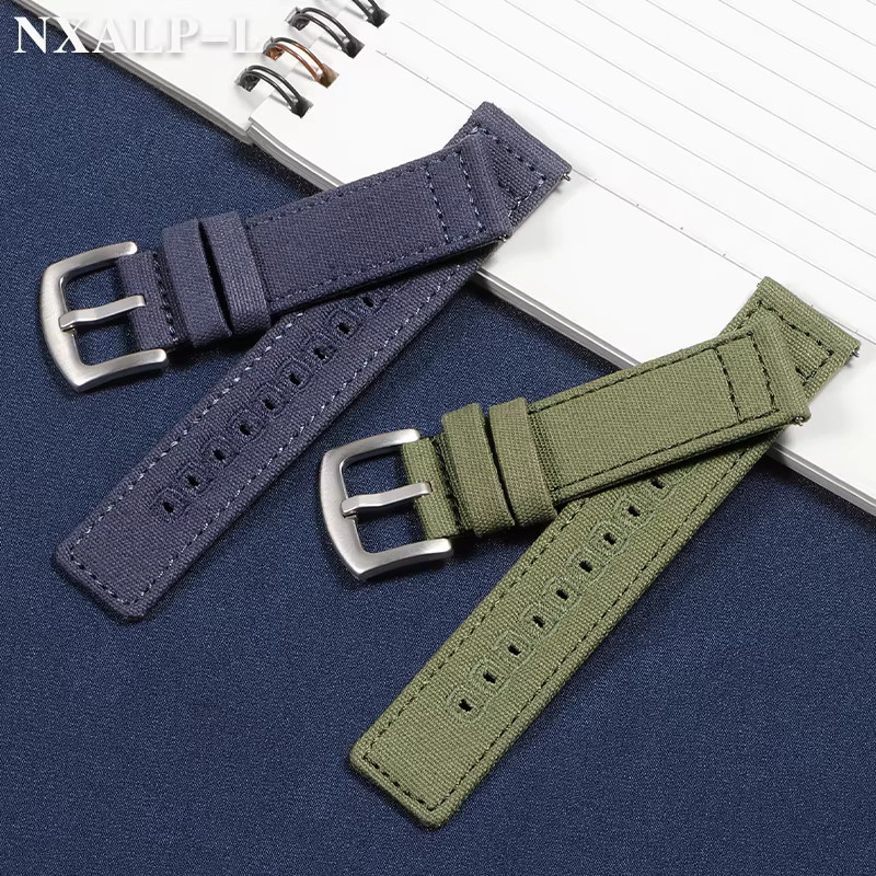 Uhrenarmband Nylon-Canvas, Armeegrün, 18 mm, 20 mm, 22 mm, Unisex - Bild 4