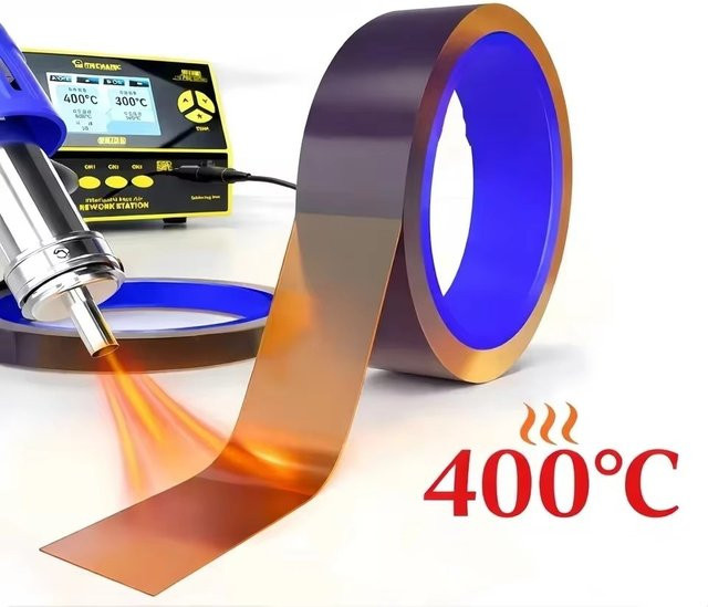 Hochtemperaturbeständiges Polyimid-Isolierband in Orange für PCB BGA Löt- und Reparaturschutz, Länge: 35 m - Bild 1
