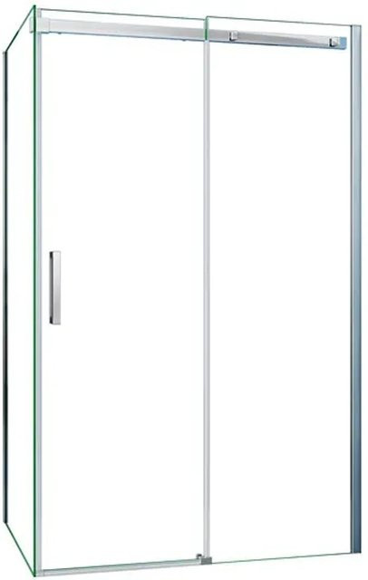 Duschparadies Eckdusche mit Schiebetür und Seitenwand aus 8mm ESG Nano Glas, Farbe Transparent, Verchromt, B: 130 cm, T: 100 cm, H: 195 cm - Bild 1
