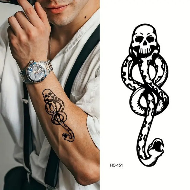 ROCOOART Temporäre Tattoos Death Eater Dark Mark, 10 Stück, Damen - Bild 1