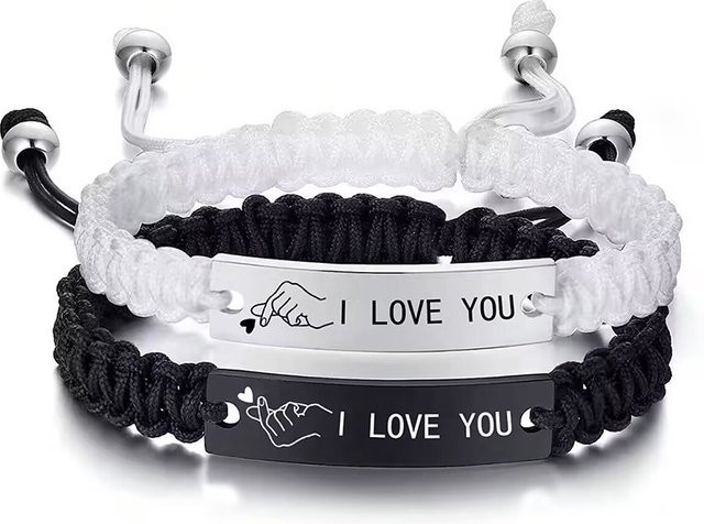 konminry Armband, Edelstahl, Schwarz, Weiß, Unisex - Bild 1