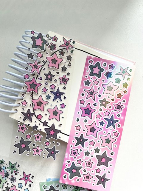 Bunte Sternmuster-Aufkleber im koreanischen Stil für Toploader Deco und Kpop Fotokarten DIY Scrapbooking, Multicolor - Bild 1