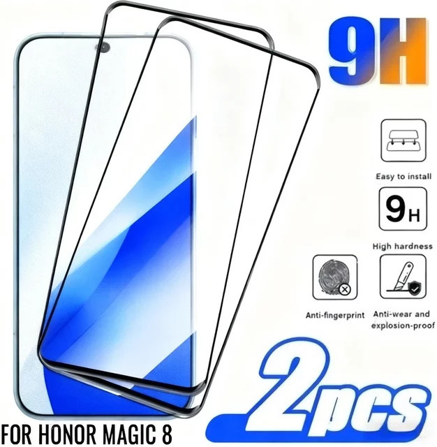 2er-Set Displayschutzfolie aus gehärtetem Glas für Honor Magic 7 6 5 Pro Lite und Honor 400 300 200 Pro 100 90 Lite, transparente Vollabdeckung - Bild 1
