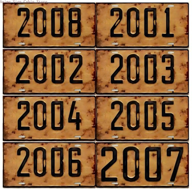 Potdemiel 2D-Aluminium-Nummernschild im Vintage-Stil 2000–2009, rechteckig, B/H: 30,0 x 15,0 cm - Bild 1