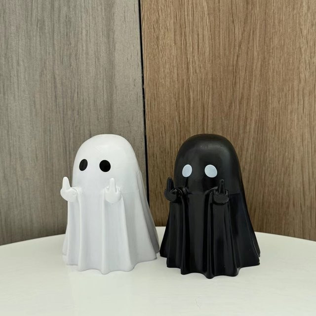 Andralyn Geisterstatue Mittelfinger Niedrige Gruselige Halloween Dekoration Weiß - Bild 1