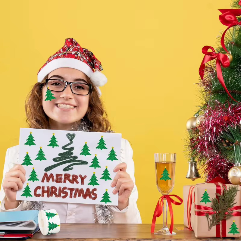 500 Stück Weihnachtsbaum Aufkleber, wasserfeste Laser Etiketten für Weihnachtsdekoration und Spielzeug - Bild 4