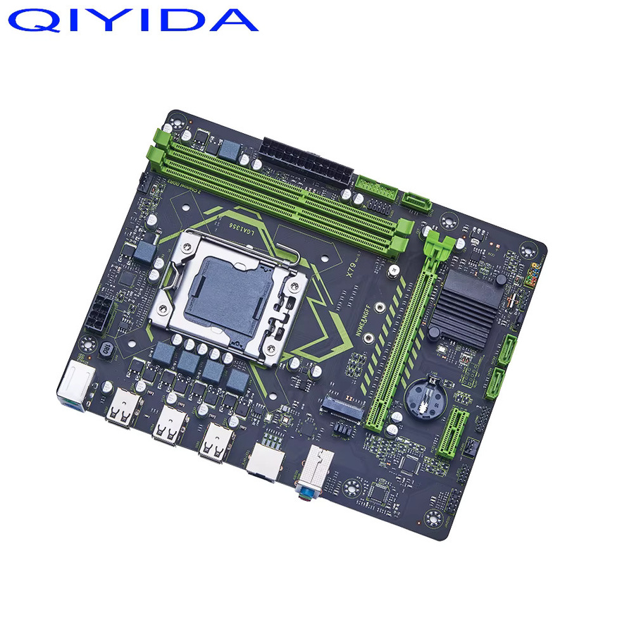 Qiyida X79 Motherboard-Set mit E5 2430 Prozessor und 8GB DDR3 REG ECC Speicher, Micro ATX Server-Kit mit NVME M.2 SATA und USB-C, Schwarz - Bild 3