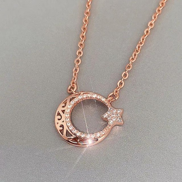 Halskette Kupferlegierung, Roségold, Zirkonia, Damen, 45 cm - Bild 1