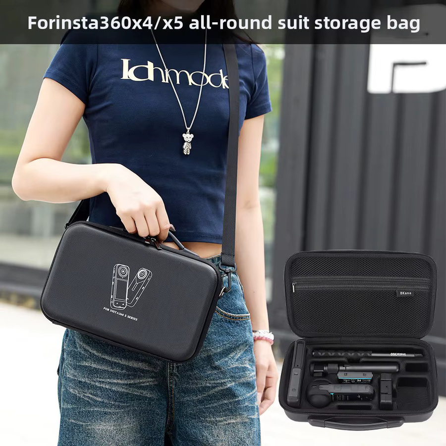 ZNTCH Tragbare EVA Hard Shell Schutzhülle und Schultertasche für Insta360 X5 und X4 in Schwarz - Bild 2