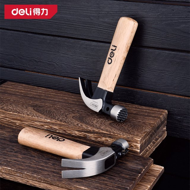 Deli Mini-Holzhammer mit Klaue aus Eisen für die Holzbearbeitung, 283 g - Bild 1