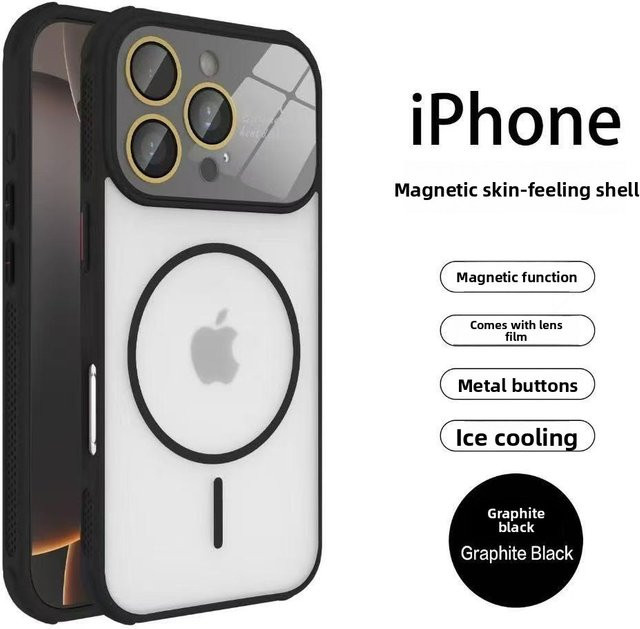 Stoßfeste Magnet-Handyhülle mit vollständigem Linsenschutz für Apple iPhone 17 Air, 16 Pro Max, 15, 14, 13 in Schwarz mit kabelloser Ladeunterstützung - Bild 1