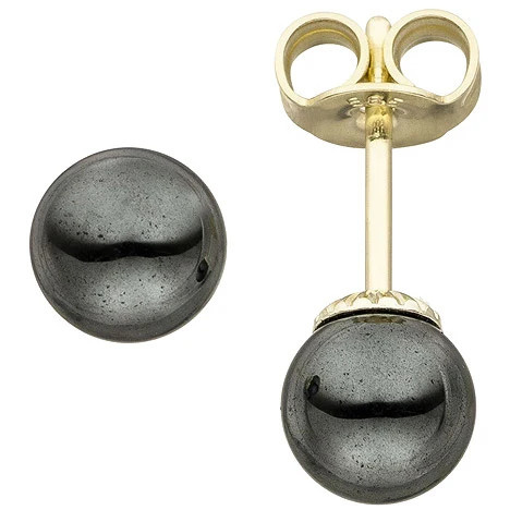 Colfem Ohrstecker 585 Gelbgold, Hämatit - Bild 1