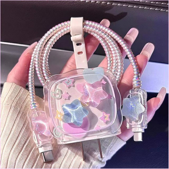 TAOYUNXI 3D-Sternblumen USB-Schutzhülle für iPhone 18W/20W Schnellladegeräte in Multicolour - Bild 1