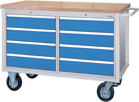 Bedrunka + Hirth Werkbank mit Stahlblechgestell in Grau und Blau, B/H/T: 125 x 99,5 x 75 cm - Bild 1