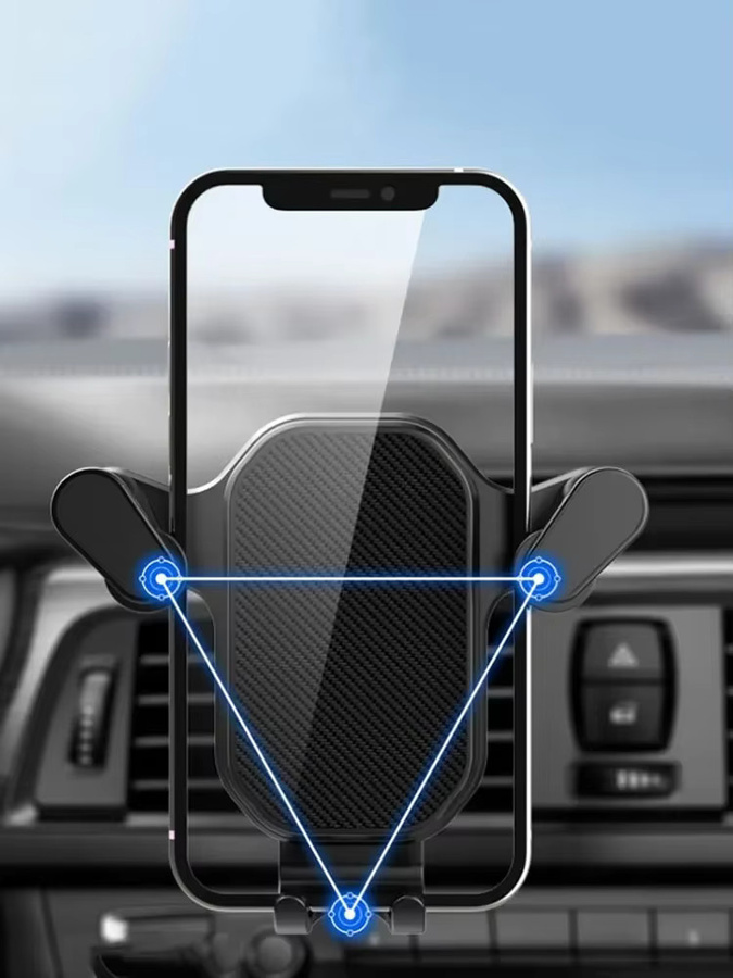 Auto Luftauslass Handyhalterung mit Schwerkraft-Mechanismus für Smartphone und GPS in Schwarz - Bild 6