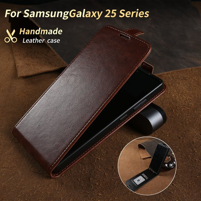 YINGHUI Vertikale Business Leder-Handyhülle für Samsung Galaxy S26 S25 S24 S23 S22 S21 S20 Ultra Plus FE Note 20 in Braun - Bild 1