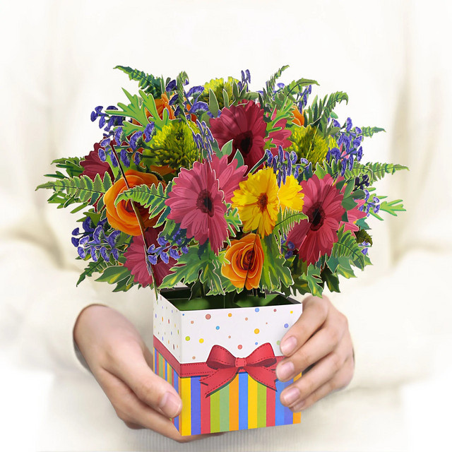 Opjoys 3D-Blumenstrauß-Grußkarte im Vintage-Stil, mehrfarbig - Bild 1