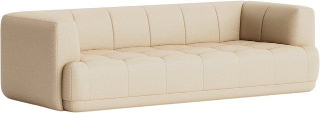 HAY Quilton 3-Sitzer Sofa in Beige mit gesteppter Polsterung und Schaumstofffüllung - Bild 1