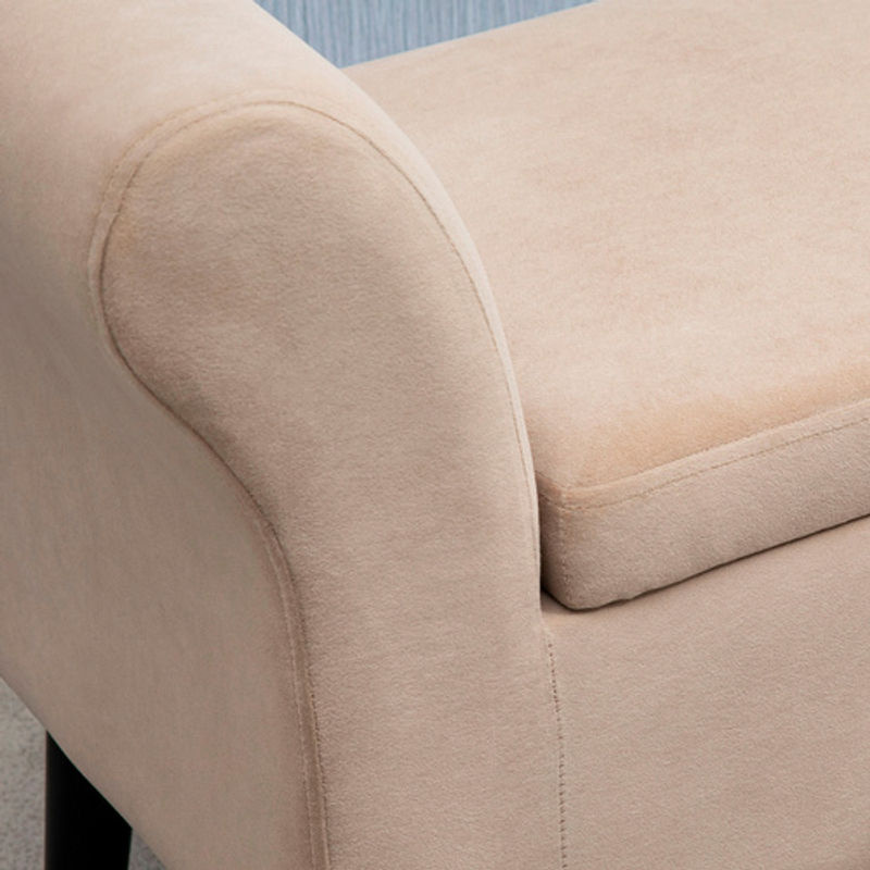 HOMCOM Polsterbank mit Stauraum aus Samtstoff in Beige, B/T/H: 111,5 x 41 x 65 cm - Bild 3