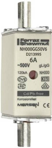 Mersen NH-Sicherungseinsatz SF Größe 000 gG 6A 500V KM NH000GG50V6 - Bild 1