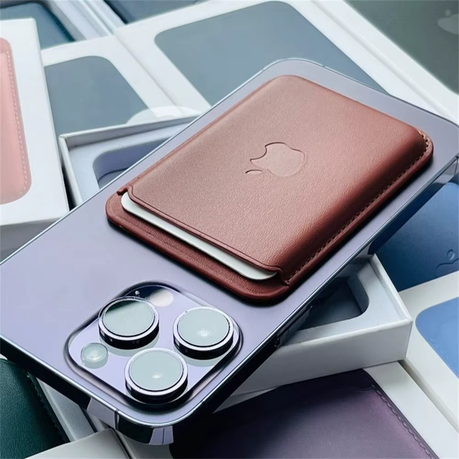 Apple MagSafe Leder-Brieftaschenhülle mit animiertem Logo für iPhone 17 16 15 14 und Samsung S26 S25 S24 Ultra in Rot mit starkem Magnet-Kartenhalter - Bild 2