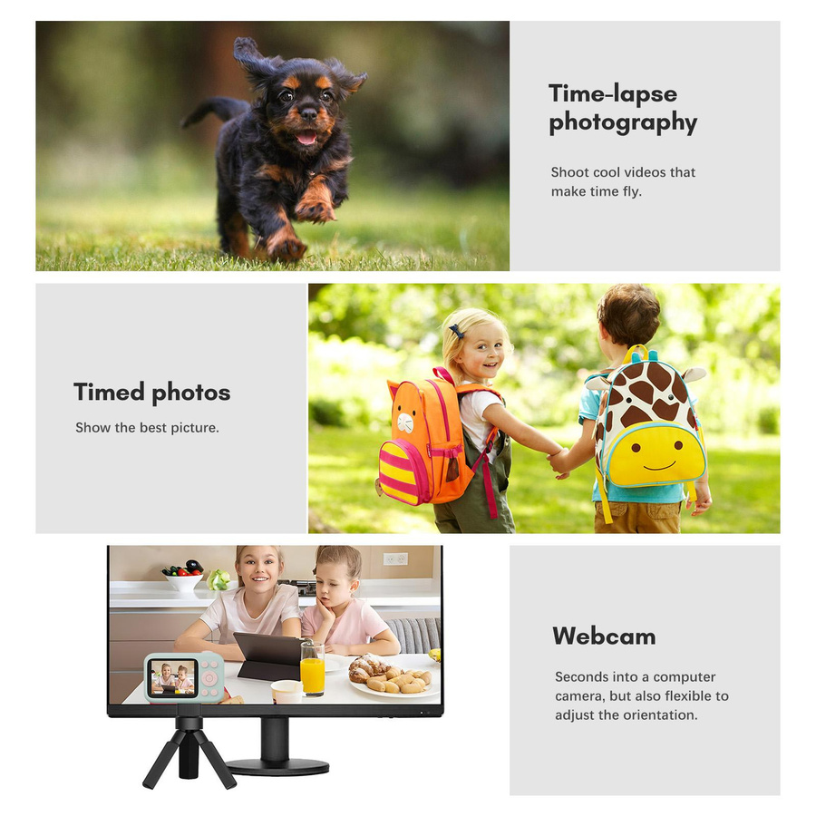 SJCAM Digitalkamera Kinderkamera 1080P 12MP HD Blau - Bild 3