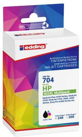 Edding Tintenpatronen Set Kompatibel Schwarz, Cyan, Magenta, Gelb für Inkjet-Drucker - Bild 1