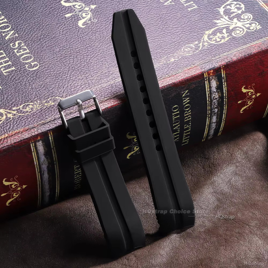 HQstrap Uhrenarmband Kautschuk, Schwarz, gebogenes Ende - Bild 3