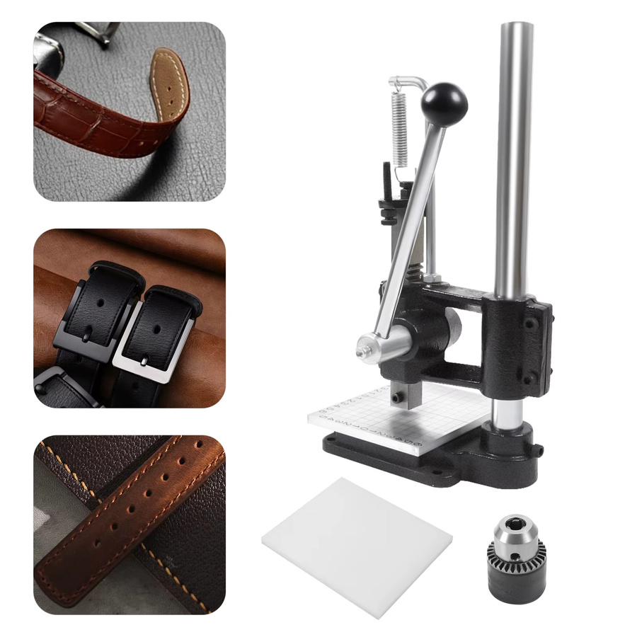 Bymaocar Manuelle Lederprägemaschine aus Gusseisen in Schwarz mit verstellbarer Höhe für DIY-Lederarbeiten - Bild 7