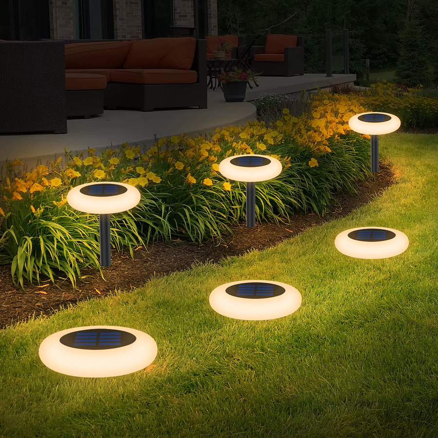 Intelamp Bunte Solarleuchten für den Außenbereich, Farbwechselnde RGB Gartenleuchten in Schwarz für Garten, Terrasse und Gehwege - Bild 3