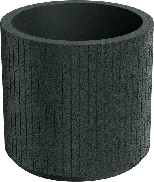 Prosperplast Blumentopf Coro in Charcoal mit gerippter Oberfläche, Durchmesser: 48 cm, Höhe: 45 cm - Bild 1