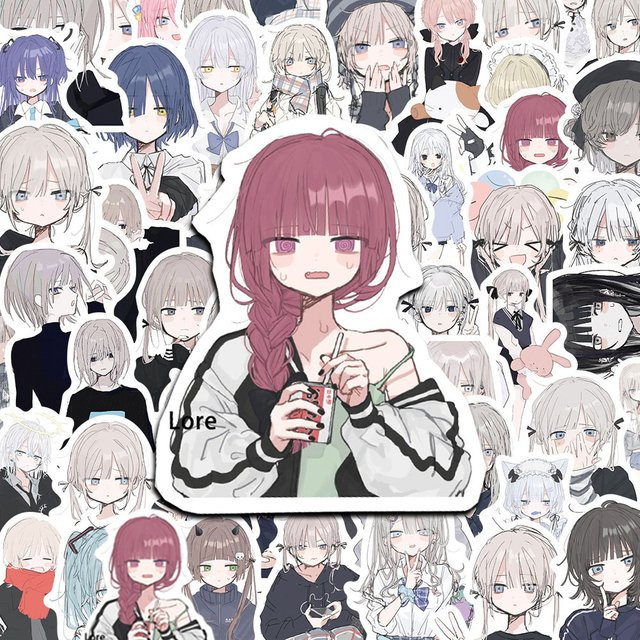 Bandai Kawaii Anime Yandere Mädchen Aufkleber, Cartoon-Sticker, 10/30/50 Stück - Bild 1
