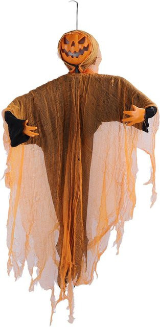 Hängender Halloween Kürbisgeist von OutsideWorld mit leuchtenden Augen, drehbarem Kopf und Sound, batteriebetrieben, Orange - Bild 1