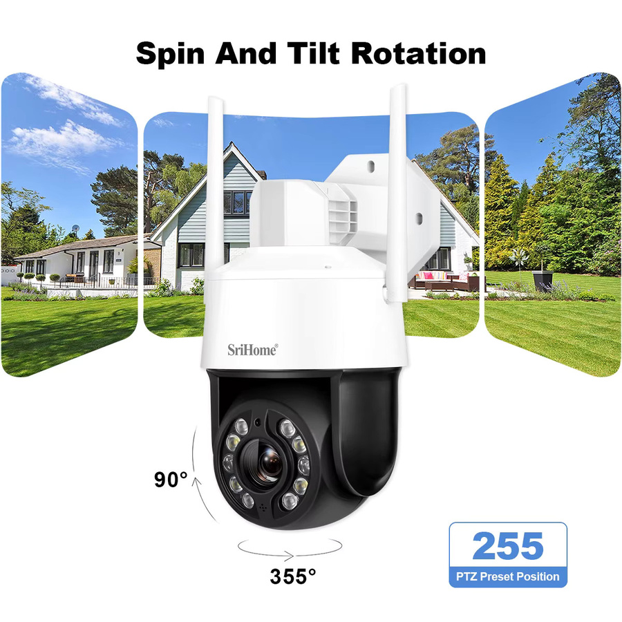 Srihome SH041 Outdoor IP Kamera mit 5,0 MP QHD Auflösung, 20X Zoom, 5G und Wifi, IP66 wasserdicht, Farbe: Weiß - Bild 2