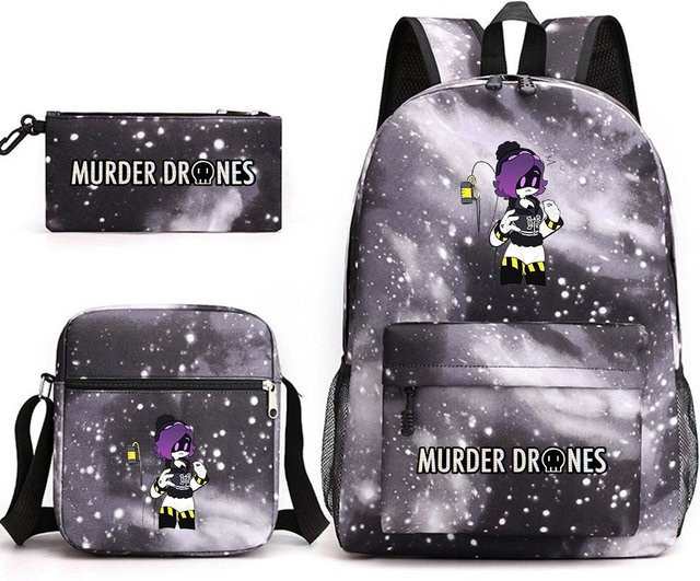 3-teiliges Schulrucksack-Set für Schüler aus Oxford-Stoff in Multicolour mit Schultasche, Schultergurt und Federmäppchen - Bild 1