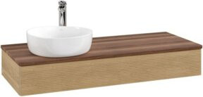V&B Waschtischunterschrank Antao mit Frontstruktur und Beleuchtung in Walnuss und Eiche, B/T/H: 120 x 50 x 19 cm - Bild 1