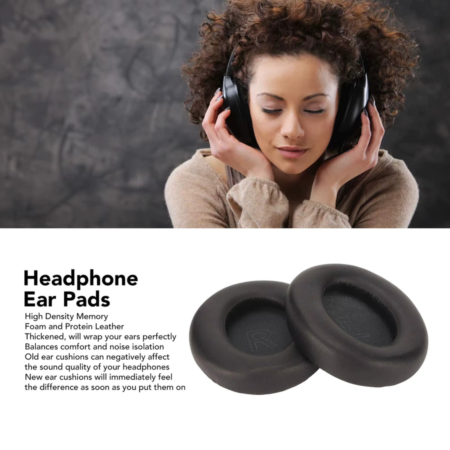 Anker Ersatz-Ohrpolster aus Proteinleder für Soundcore Life Q30 und Q35 in Schwarz - Bild 2