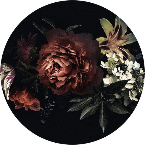 K&L Wall Art Vliestapete Runde Vliestapete Vintage Rosen Blumenbouquet, mehrfarbig, matt, B: 153 cm, H: 140 cm - Bild 1