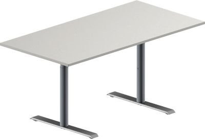 Schäfer Shop Genius Konferenztisch MODENA FLEX in Rechteckform mit T-Fuß Rundrohr, höhenverstellbar, Farbe: lichtgrau/weißaluminium, B: 160 cm, T: 80 cm, H: 65-85 cm - Bild 1