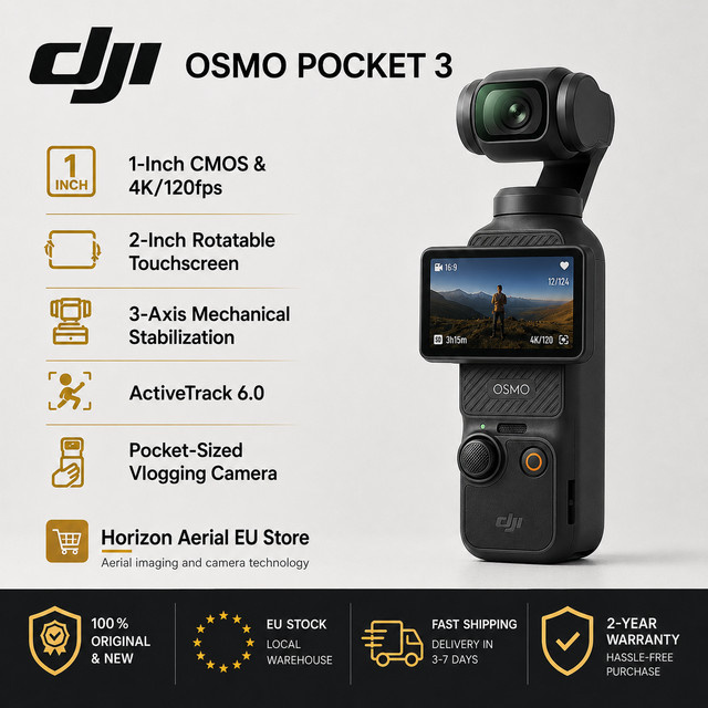 DJI Pocket 3 Action Camera mit 1 Zoll Sensor, 4K 120FPS und Smart Tracking in Schwarz - Bild 1