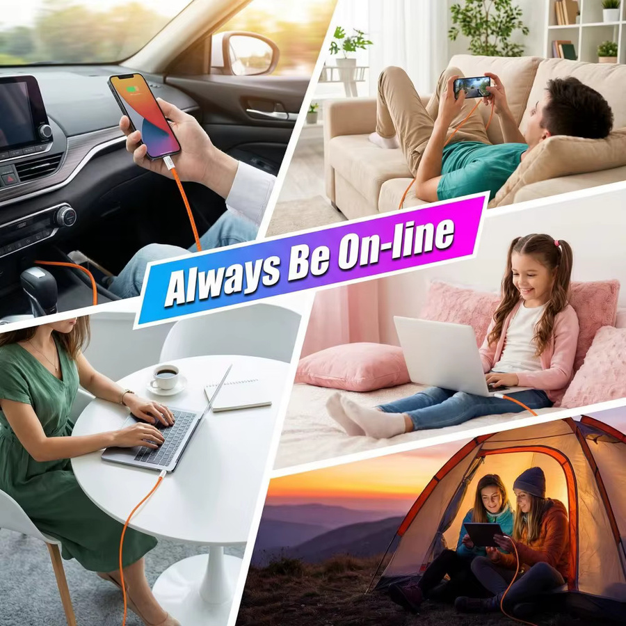 NNBILI USB-C zu USB-C Kabel 60W PD Schnelles Ladekabel Geflochten in Grau und Orange für iPhone, Samsung, Xiaomi, Laptop und HUAWEI - Bild 5