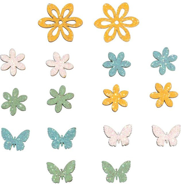 Rayher Streuteile Blume und Schmetterling Franca aus Holz für den Frühling - Bild 1