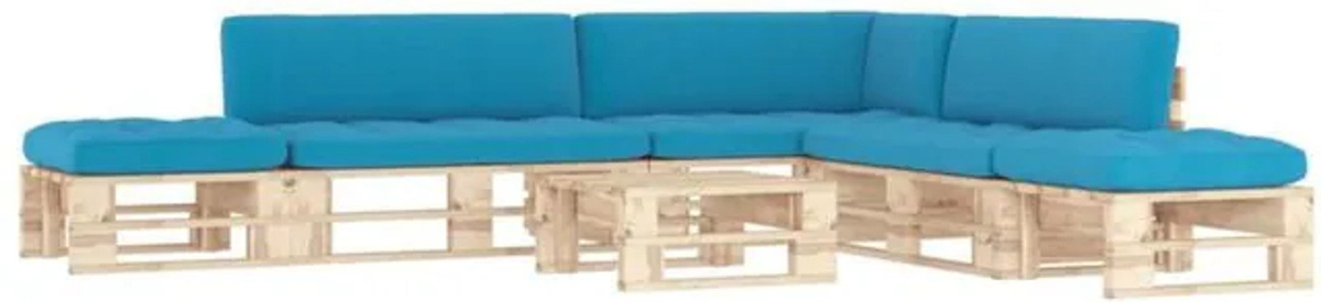 6-tlg. Paletten-Lounge-Set mit Kissen aus imprägniertem Kiefernholz in Blau von vidaxl - Bild 1