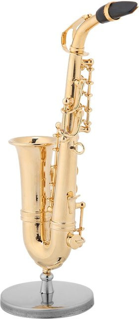 shoemst Miniatur-Altsaxophon-Nachbildung mit Ständer und Koffer, gold - Bild 1