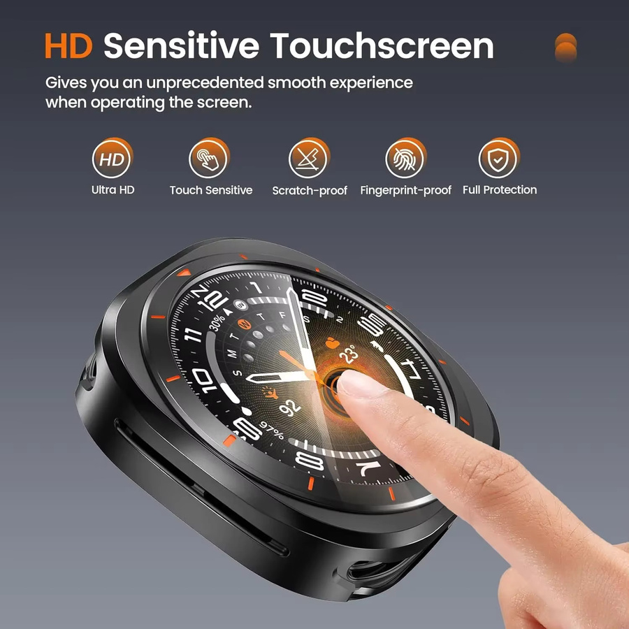 3-in-1-Metallgehäuse für Samsung Galaxy Watch Ultra, Displayschutzfolie, 47 mm, Edelstahl, Schwarz, Unisex - Bild 3