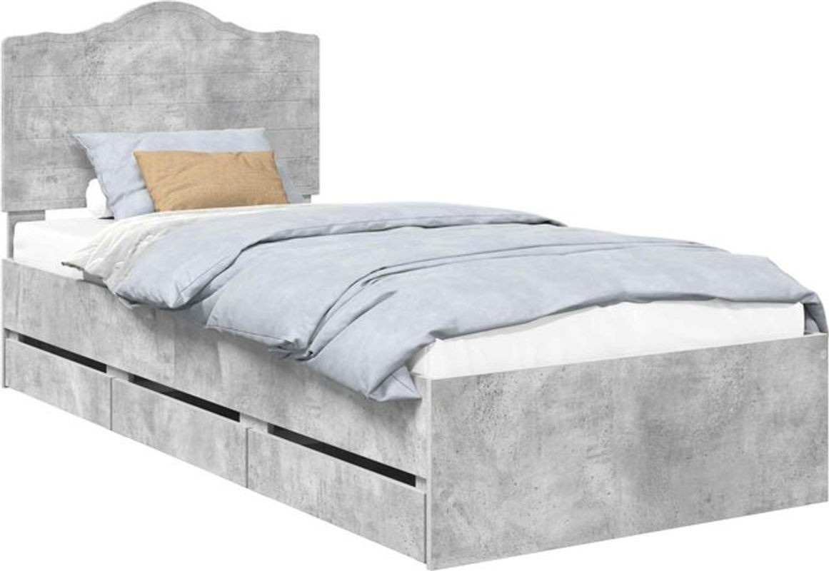 vidaXL Funktionsbett Bettrahmen mit Schubladen aus Holzwerkstoff in Betongrau, B/T/H: 75 x 190 cm - Bild 1