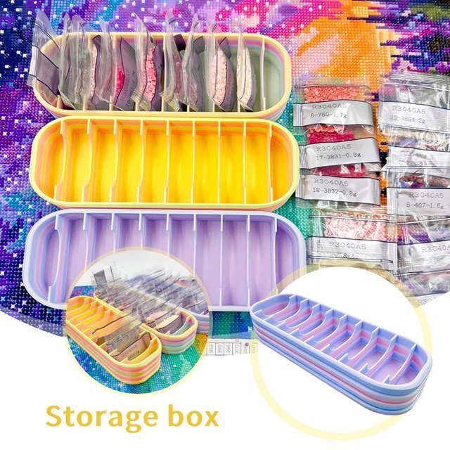 10-Fächer Diamant-Aufbewahrungsbox mit 7 farbigen Ziplock-Beuteln und Malwerkzeugen in Multicolor aus Kunststoff - Bild 1