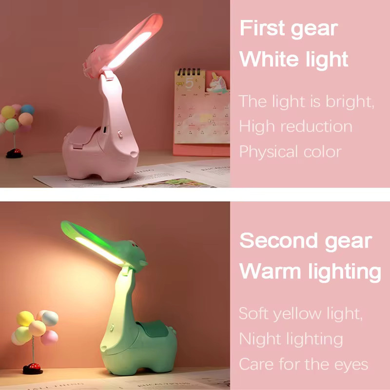 Lyfs Alpaka LED-Schreibtischlampe mit Stifthalter und RGB-Farbanpassung, flexible Nachttischlampe in Weiß für Kinderzimmer und Schlafzimmer - Bild 3