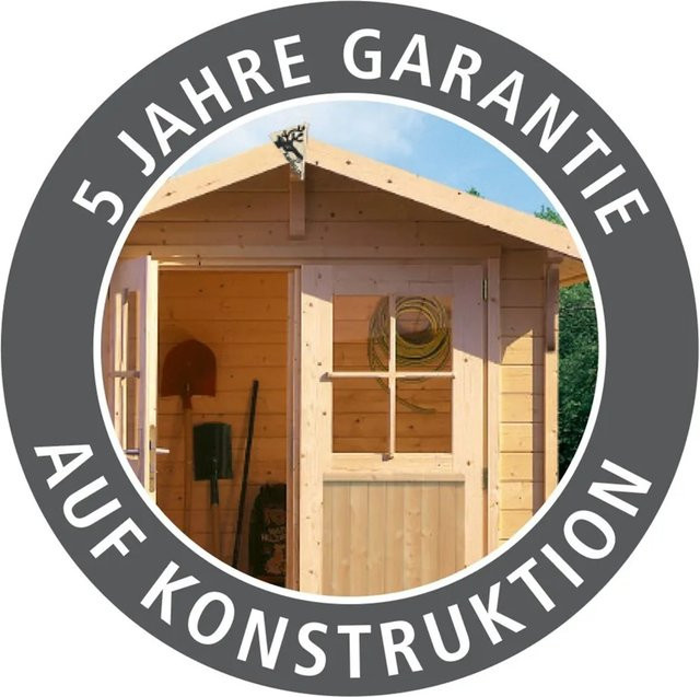 Karibu Holz-Gartenhaus Ängelholm in Natur Unbehandelt mit Blockbohlenbauweise B/T: 280 x 280 cm - Bild 1