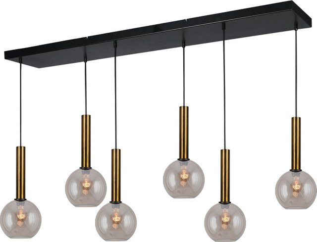 Masterlight Bella 2 Pendelleuchte 6-flammig in Gold und Messing antik mit Glas in Gold Fumé - Bild 1